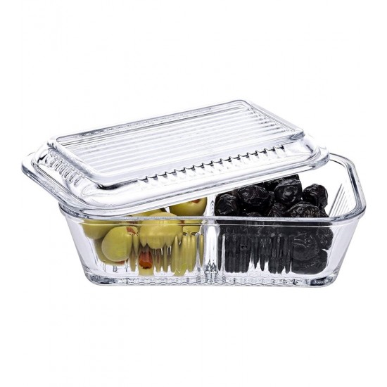 Manteigueira 17cm Por 10cm Por 5cm Frigo Com Divisória Em Vidro